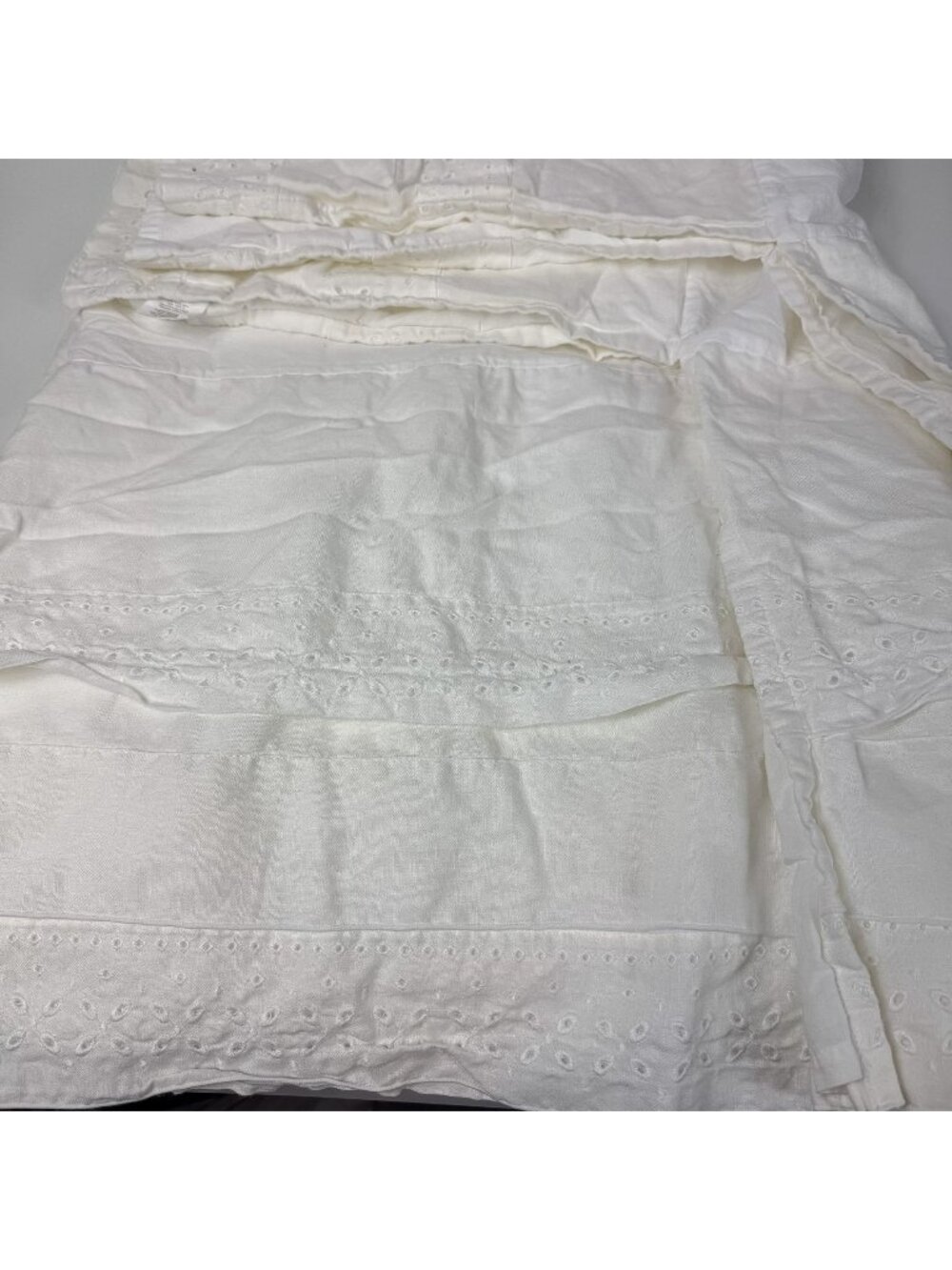 Pottery Barn Kids White Cotton Crib Bed Skirt With Ruffles & Eyelet Embroidery 2